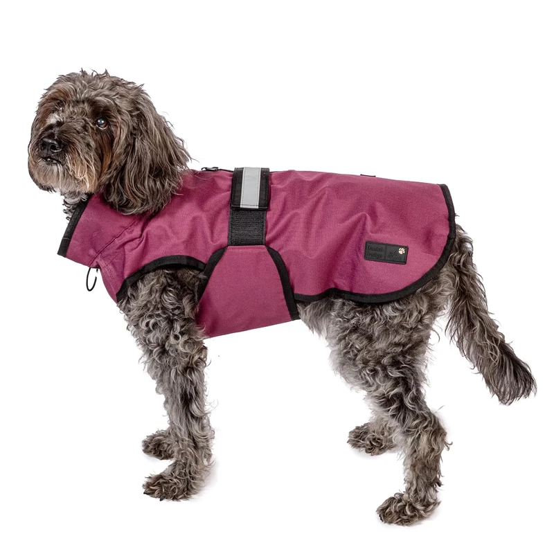 Danish Design 3-in-1 Dog Coat Plum, 57cm (22in) - All Weather, Waterpoof, Fleece-Lined, Reflective Raincoat for Dogs