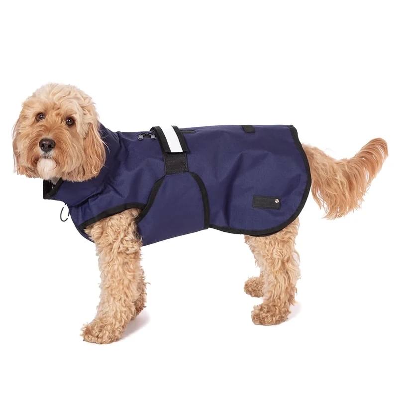 Danish Design 3-in-1 Dog Coat Navy, 65cm (26in) - All Weather, Waterpoof, Fleece-Lined, Reflective Raincoat for Dogs