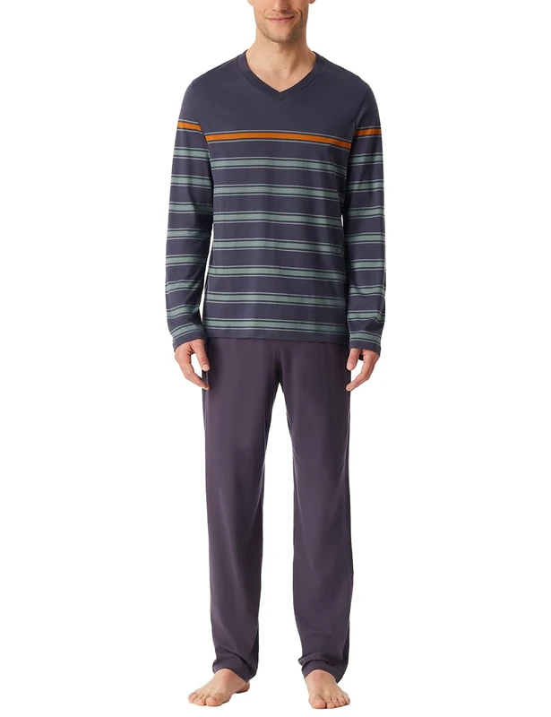 Schiesser Men's Long Pyjama Set, Graphite_182605, 42