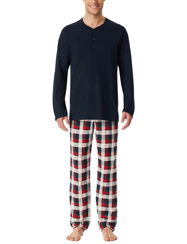 Schiesser Men's Long Pyjamas - Nightwear Set, Midnight blue_183167, 46