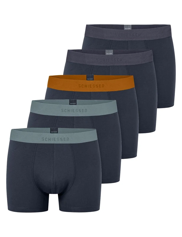Schiesser Men's Herren 5 Pack Boxershorts Bio Baumwolle Multipack-95/5 Organic Boxer Shorts, Assorted 12_183214, XXL (Pack of 5)