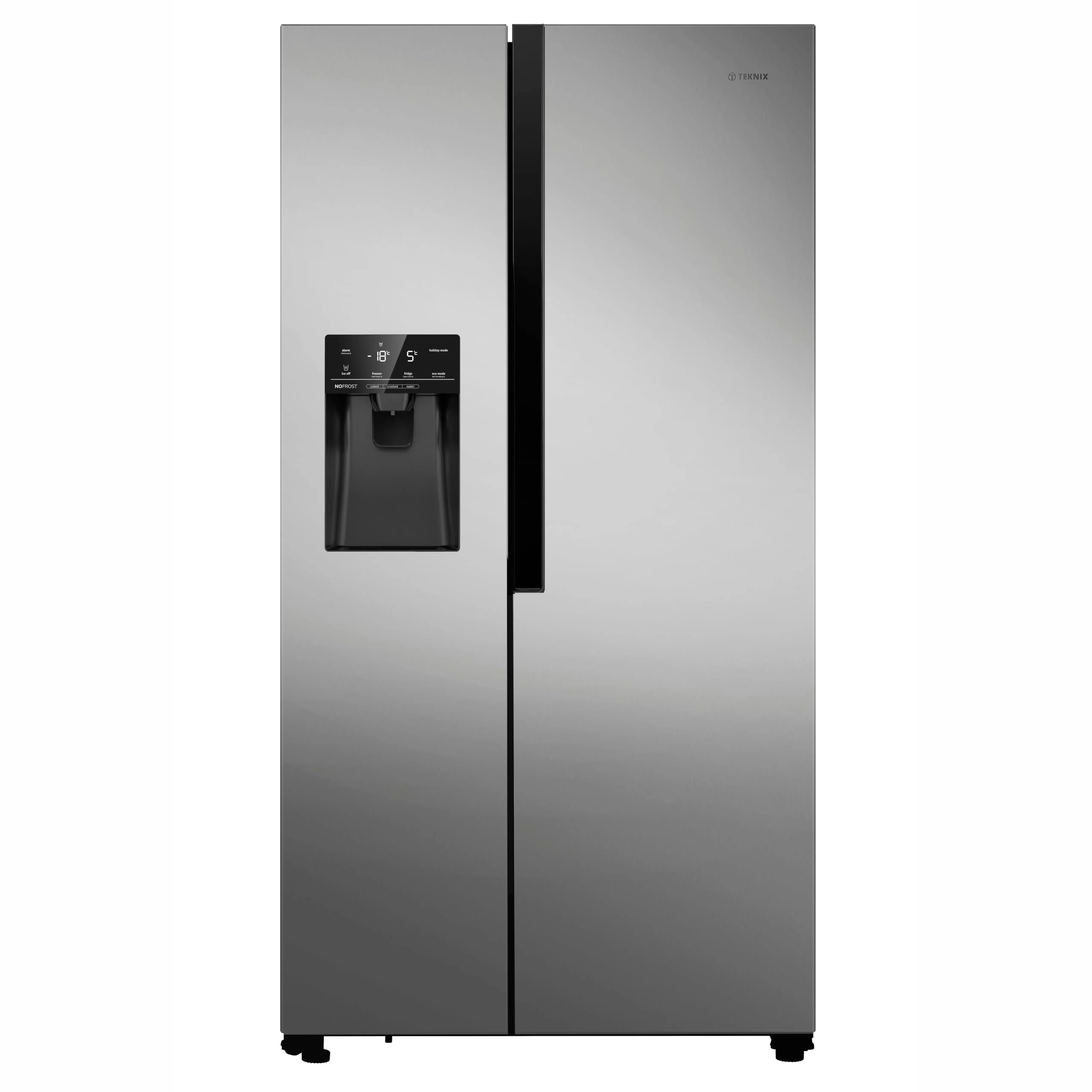 Teknix THSBS1791PLUX American Side by Side Door Fridge Freezer - 562L Capacity - Plumbed Water Dispenser - Frost Free - Stainless Steel, H178.7 x W91.0 x D69.0 (cm)