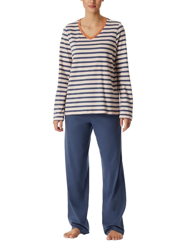 Schiesser Women's Long Cotton Nightwear Pyjama Set, Champagne_181756, 16