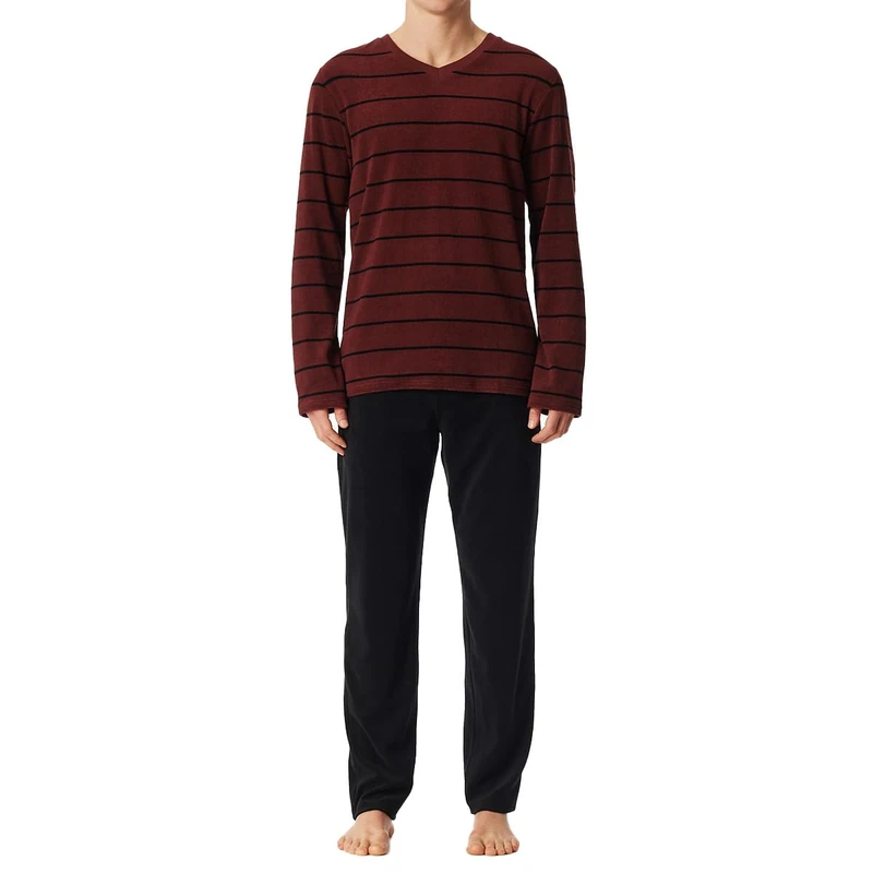 Schiesser Men's Long Pyjamas - Nightwear Set, Burgundy_183138, 42