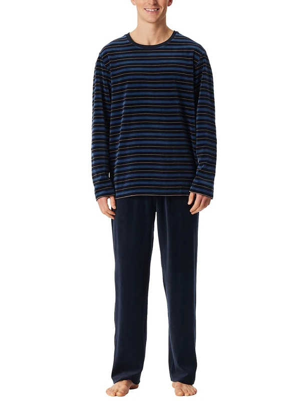Schiesser Men's Pyjamas Long Nightwear Set Pyjama Set, Midnight blue_182023, 48