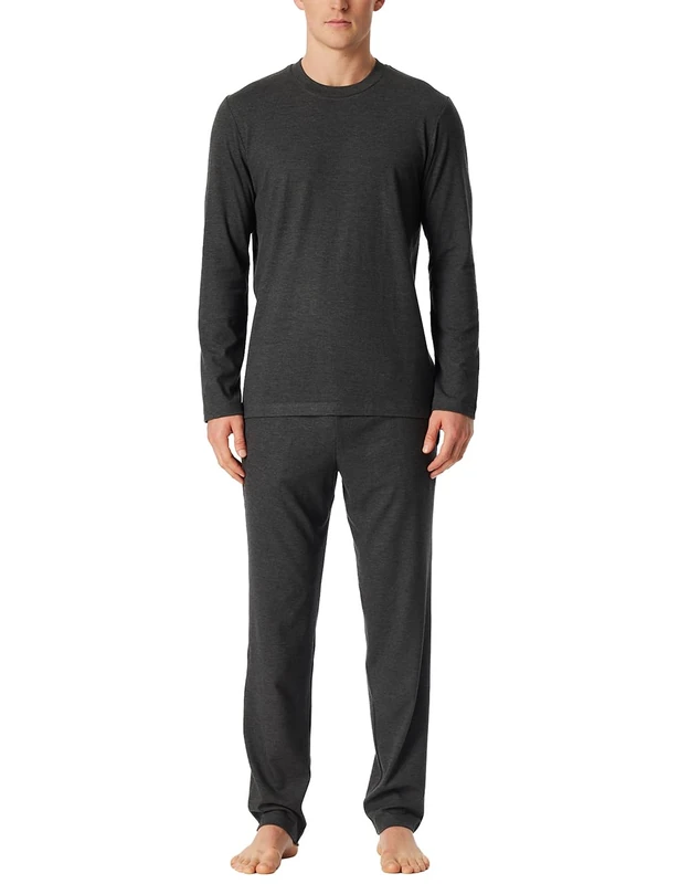 Schiesser Men's Herren Schlafanzug Lang-Interlock-Selected Premium Warming Pajama Set, Dark Grey Mel_182030, 44