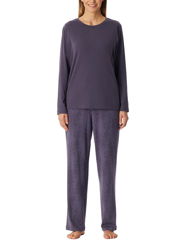 Schiesser Women's Damen Schlafanzug Lang Loungewear-Selected Premium Warming Pajama Set, Indigo_181989, 22