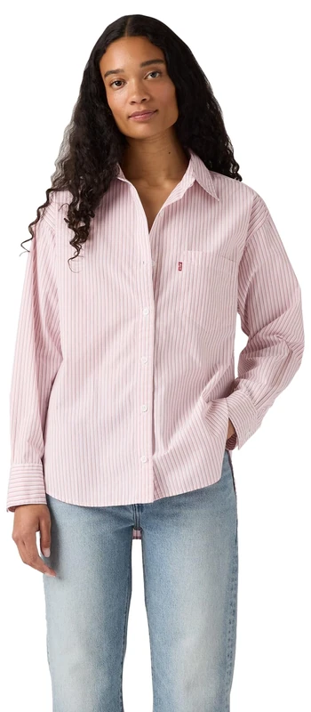 Levi's Women's Harlie New Bf Shirt, Rachel Stripe Peachs, XS - Image 1