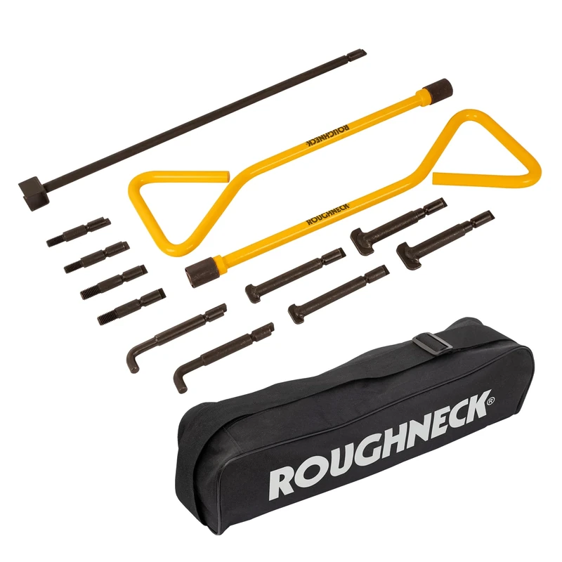 ROUGHNECK® Universal Manhole Key Set, 13 Pieces: 2 Handles, 11 Keys (6 Types) and Carry Case