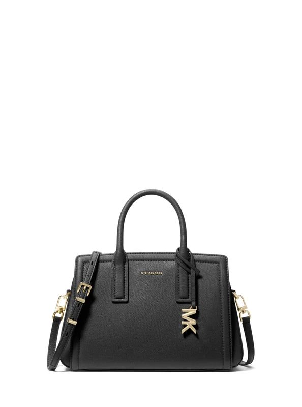 Michael Kors SM Satchel Black Hammered Leather Handbag