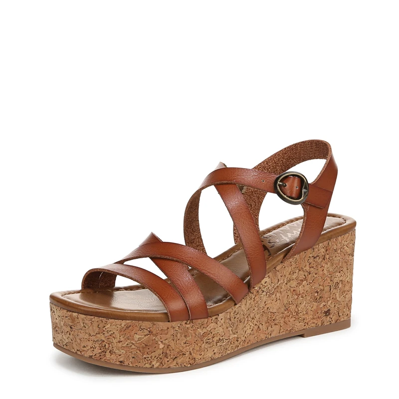 Blowfish Malibu Women's Aurora Wedge Sandal, Scotch Brown Faux Leather, Medium Fit, UK 9