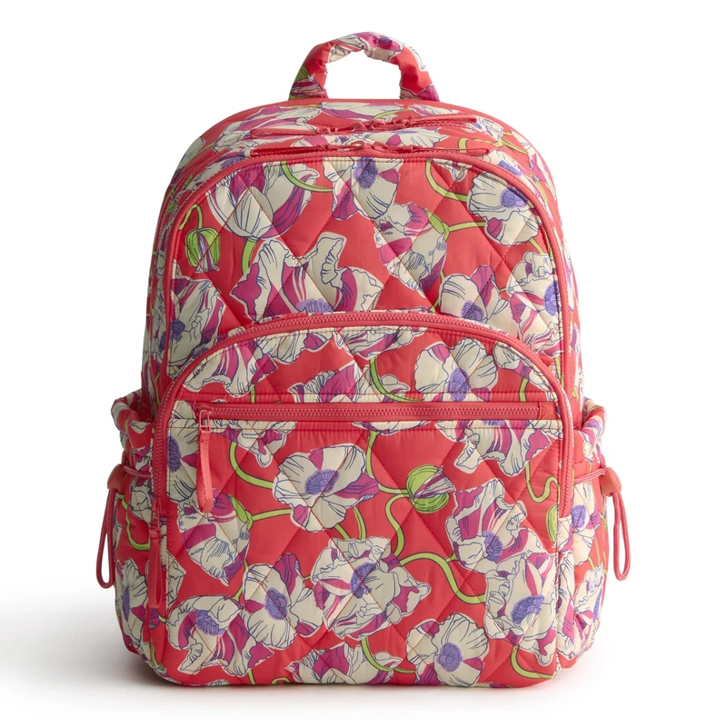 Vera Bradley Women's Featherweight Large Bancroft Backpack Bookbag, Swirling Poppies, One Size