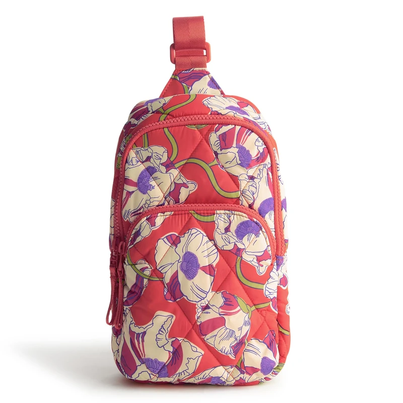 Vera Bradley Featherweight Lorman Sling Backpack, Swirling Poppies, One Size