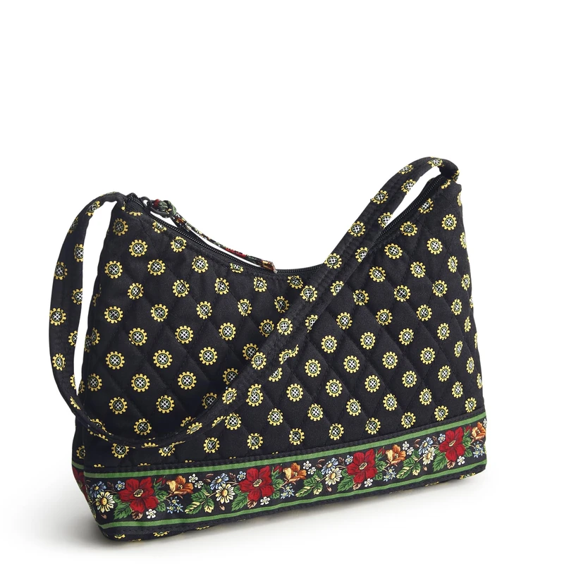 Vera Bradley Premium Cotton Post Shoulder Bag, Vibrant Black, One Size