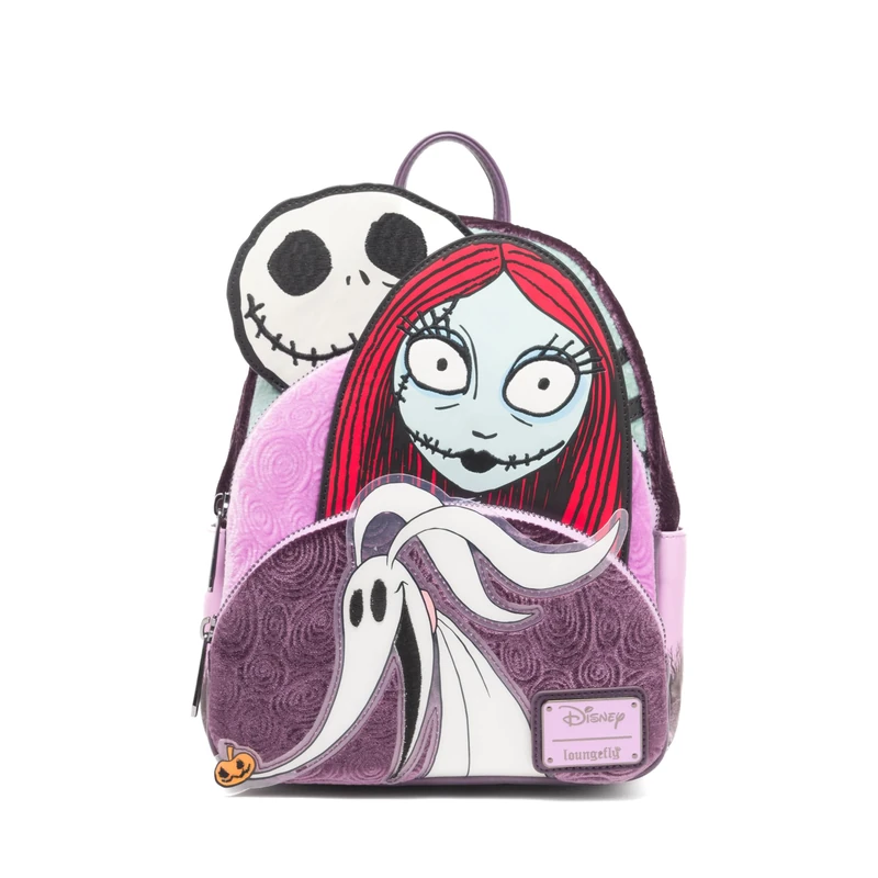 Loungefly Disney Nightmare Before Christmas Glow in the Dark Jack, Sally and Zero Womens Backpack, Multicolor, One Size, Wdbk3801