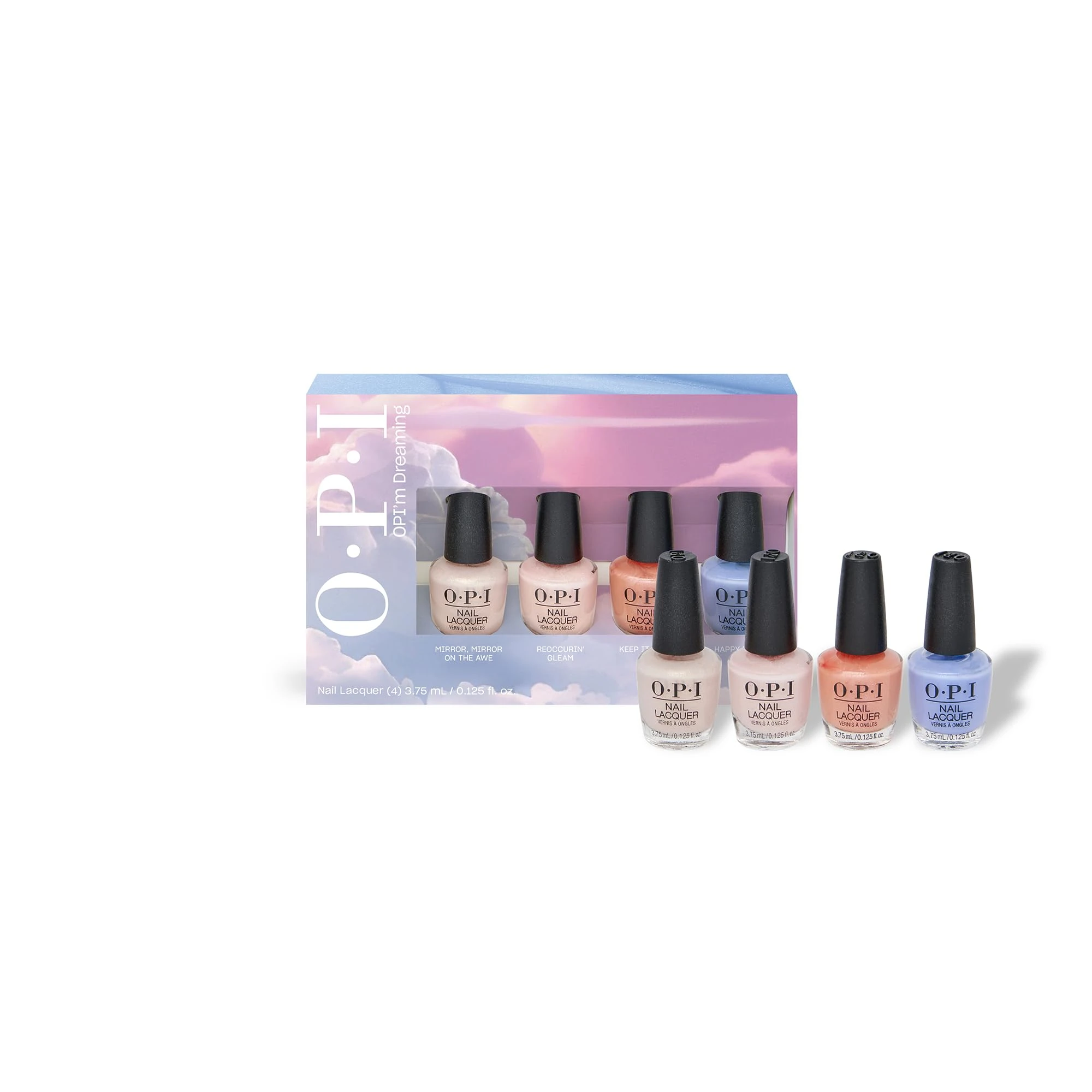 OPI'm Dreaming Mini Nail Lacquer Gift Set - Shimmery Sheer Mini Nail Polish Set - Chip Resistant & Quick Dry Nail Polish (4 x 3.75ml)