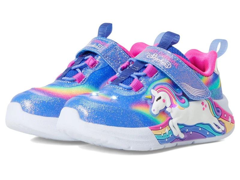 Skechers Baby Girl's Unicorn Chaser Sneaker, Blue Sparkle Mesh/Multi Trim, 9 UK