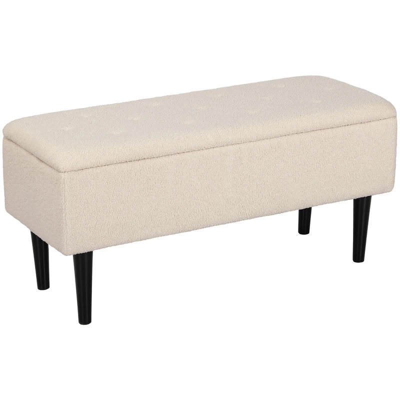 HOMCOM 57L Storage Ottoman Storage Bench 95 x 38 x 45cm Cream White