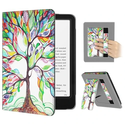 Fintie Case for 7"/6.8" Kindle Paperwhite(12th/11th Generation-2024/2021) and Kindle Colorsoft Signature Edition -Slim Foldable Stand Cover Auto Wake/Sleep for Kindle Paperwhite 2024, Love Tree