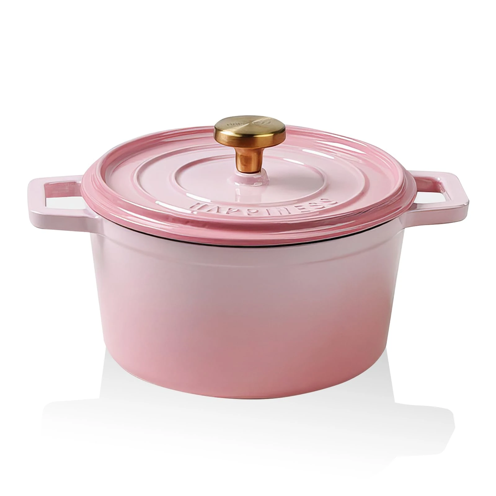 Dutch Oven Pot with Lid, 1.5 Qt Nonstick Enameled Cast Iron Dutch Oven with Dual Handles, Kitchen Cookware Soup Pot for Braising Stews Roasting Baking, Safe across All Cooktops (Pink)