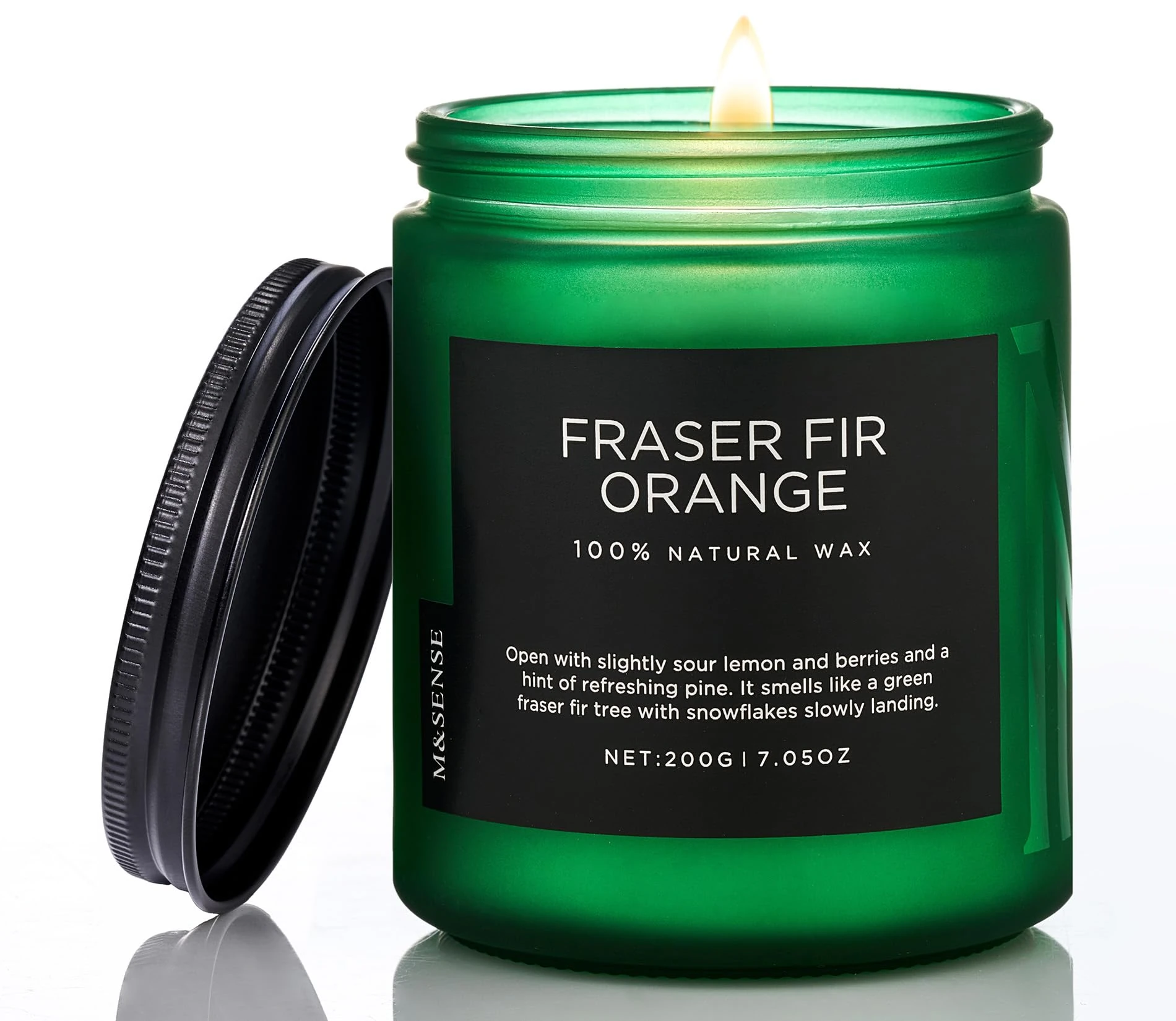 M&SENSE Fraser Fir Orange Small Scented Candles Gifts for Women Men 200g 50H Burn Time Candles for Home Decor Organic Non Toxic Soy Wax Candle