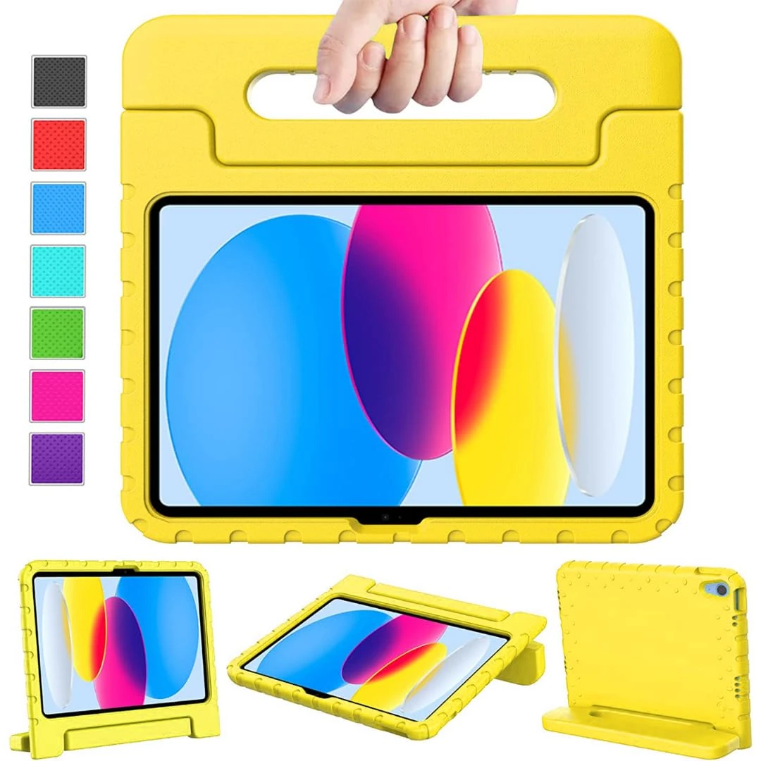 KNEKT Shockproof Kids Case for iPad 11th Generation A16 11" 2025, 10th Generation 10.9" 2022 & iPad Air 11'' 2024, iPad 10th/11th Gen Tough Case Lightweight with Stand and Convertible Handle (Yellow)