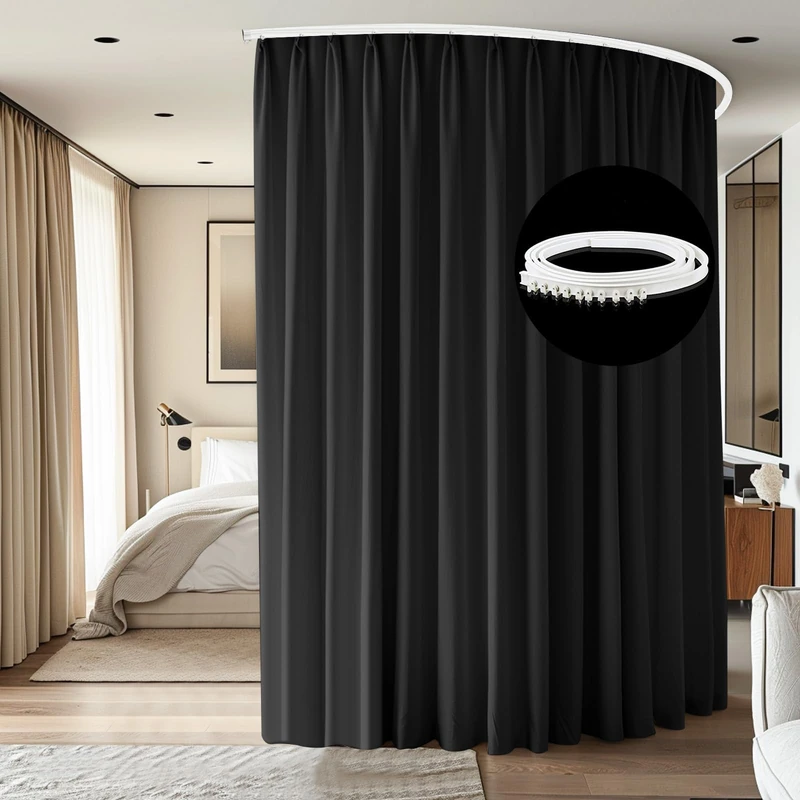 cbsroro Room Divider Curtains, Blackout Curtains, Ceiling Track Sets, W 12.5 x H 7ft, Black