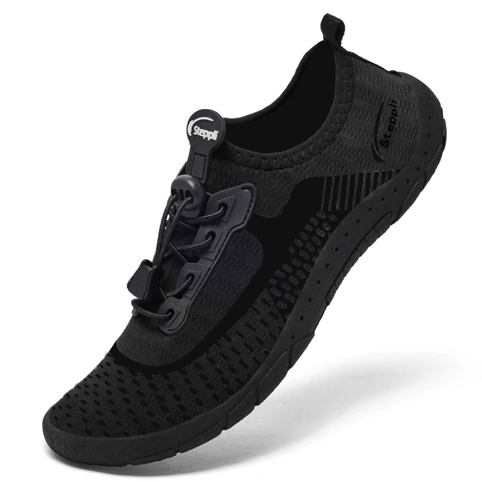 Steppli Water Shoes Beach Swim Aqua Quick-Dry Breathable Lightweight Shoes for Men Women Black EU35=UK2.5