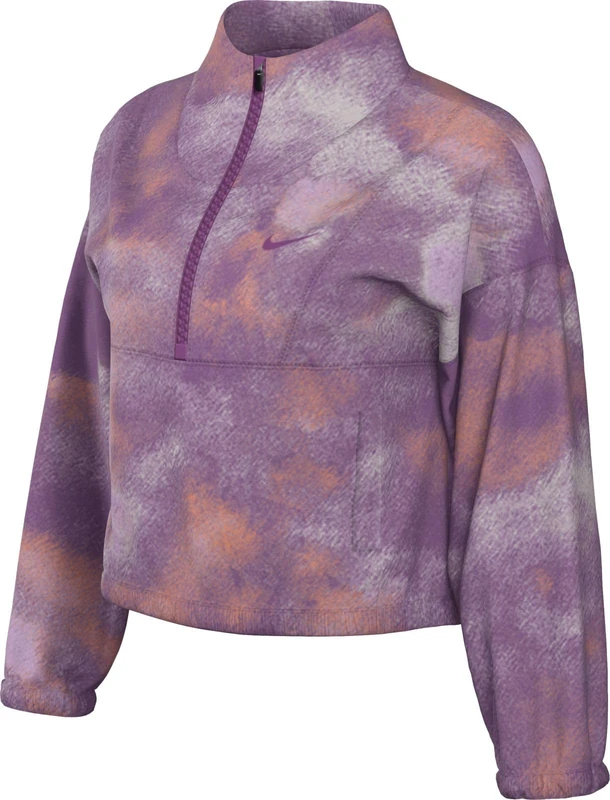 Nike Women's One Therma-fit Oversized Fleece Half Zip Print Top (Women) Top - Image 1