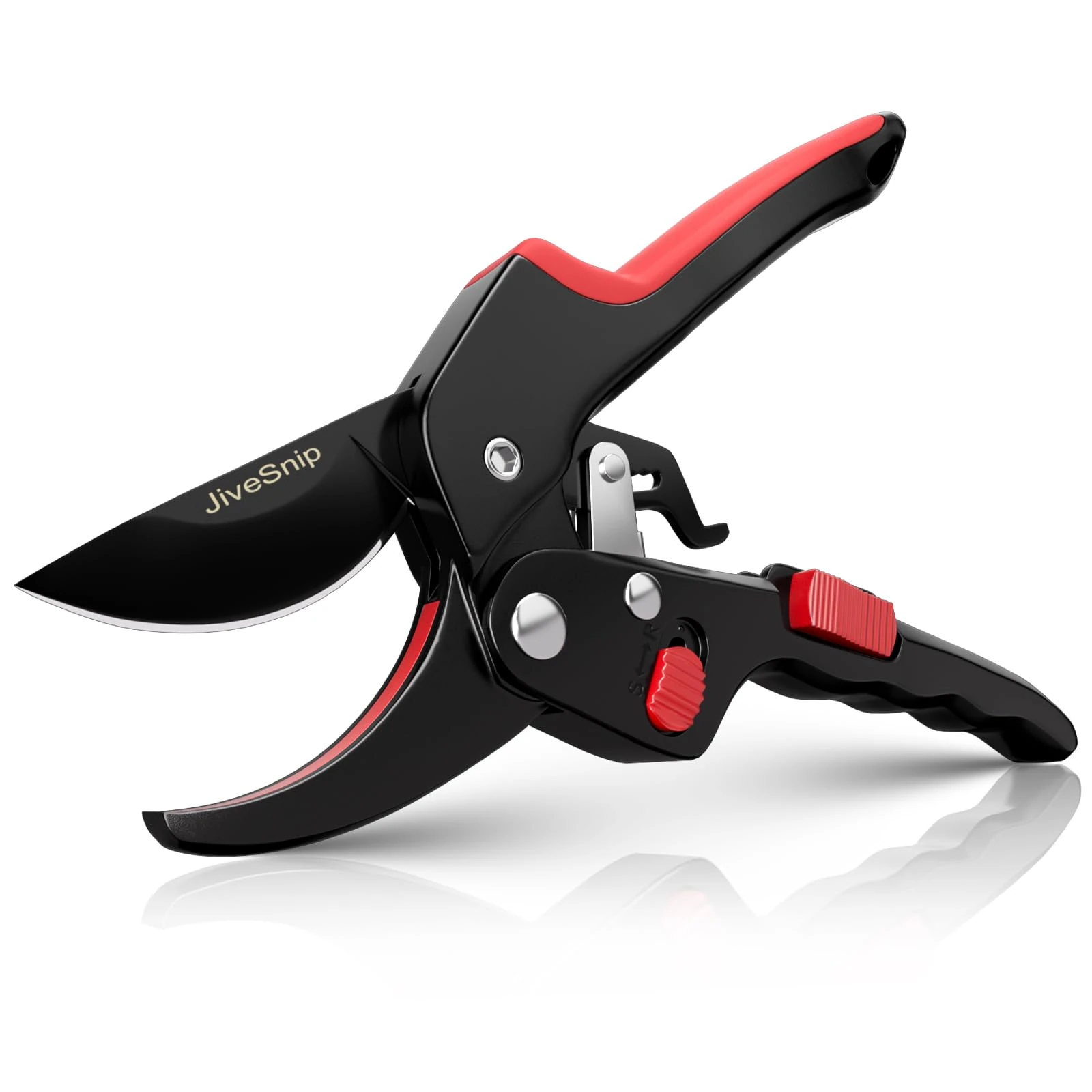 JiveSnip Professional Ratchet Anvil Garden Secateurs - Professional Bypass Pruning Shears for Plants, Hedges, and Flowers