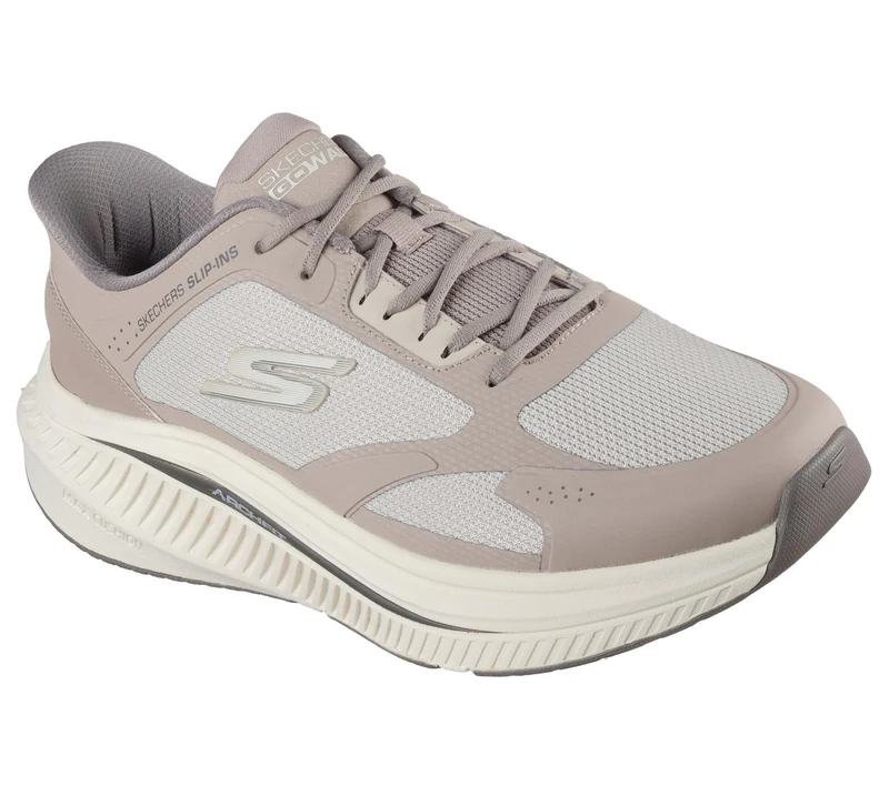 Skechers Men's Go Walk Max Cushioning Arch Fit Jaylen Sneaker, Taupe Synthetic/Textile Trim, 7.5 UK