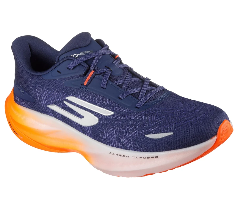 Skechers GO Run Ride 12 Mens Shoes, NVY/ORNG, 8.5 UK