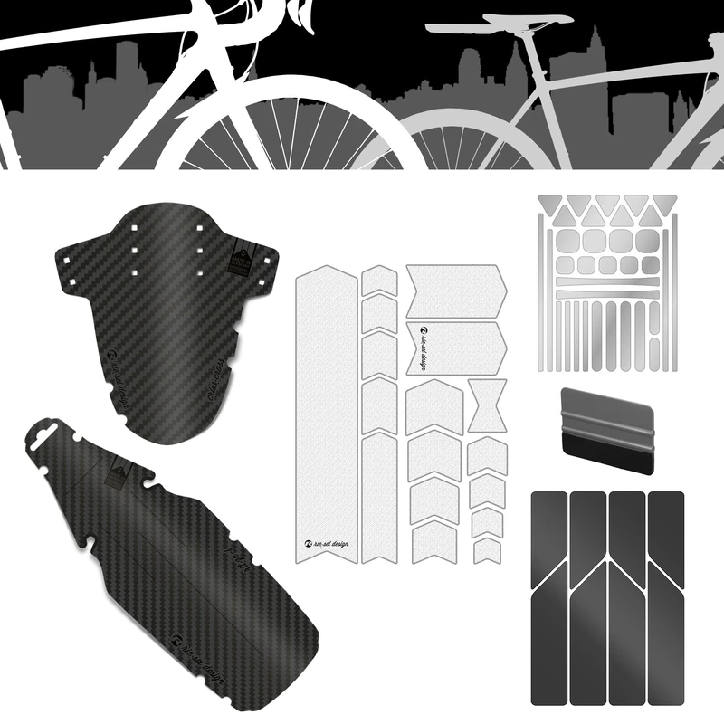 Riesel Design Jobrad Bundle Gravel Front and Rear Mudguard & Frame Protection Film & Reflective Stickers Kit of Bike (Gravel)