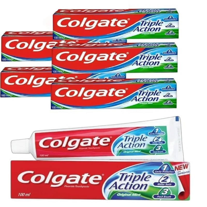 146g Colgate Triple Action Original Mint Fluoride Toothpaste, 5 Tubes, 100 ml Each
