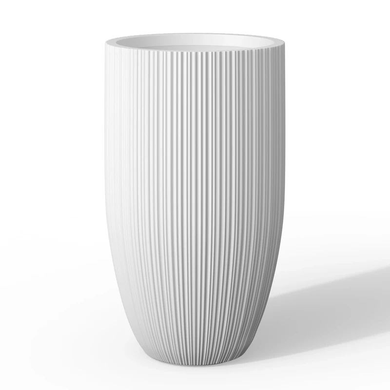 Kante Planter, Concrete, Textured White, 24" Tall