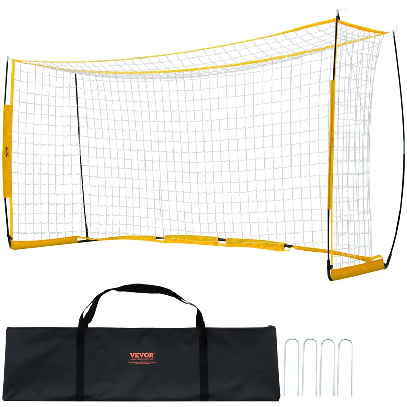 VEVOR Portable Soccer Goal, 12x6 ft Adults Kids Backyard Soccer Net, Large Practice Soccer Net, Steel Fiberglass Structure Training Goal Set, All-Weather Outdoor Soccer Goals with Carry Bag, Yellow - Image 1