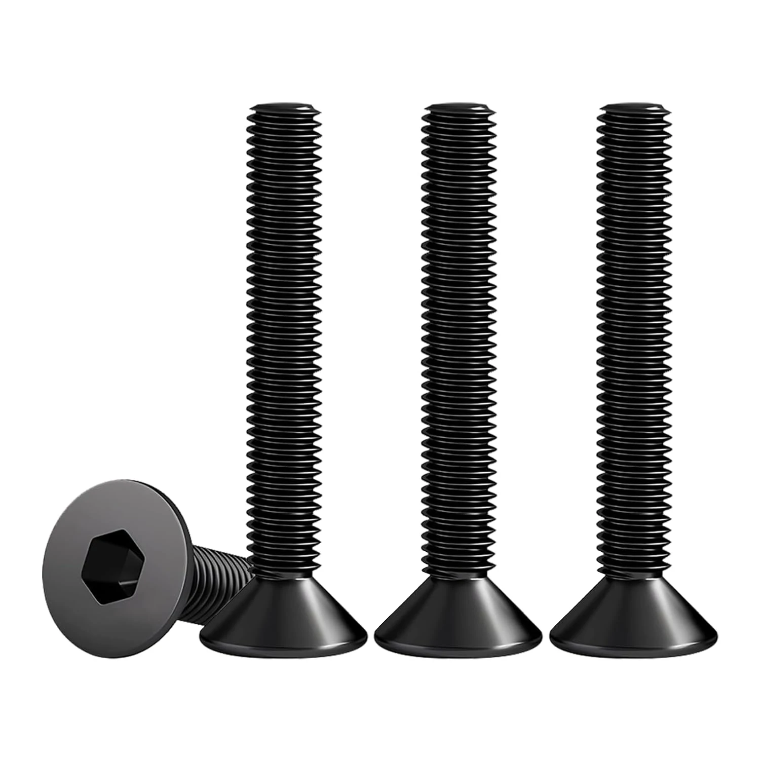 Drenky M5 Hex Socket Countersunk Bolts, Black Screws Countersunk DIN 7991 / ISO 10642 Rustproof Hex Screws 304 Stainless Steel Machine Screw Fully Thread, M4 X 45mm, 25 Pcs