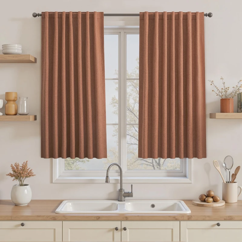 UHITECH 45 Inch Blackout Curtains for Small Window 2 Panels, Terracotta