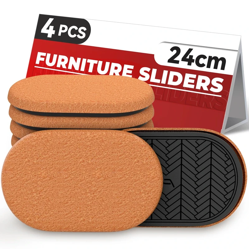 PISAO 4pcs Oval Felt Furniture Sliders 24x14.5cm Heavy-Duty Movers - Image 1