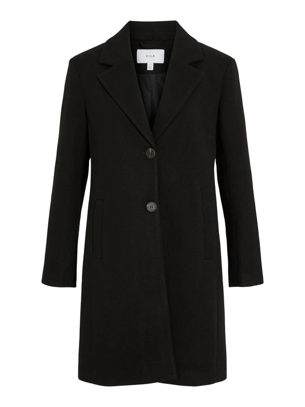 Vila Female Buttoned Coat, black beauty, 14