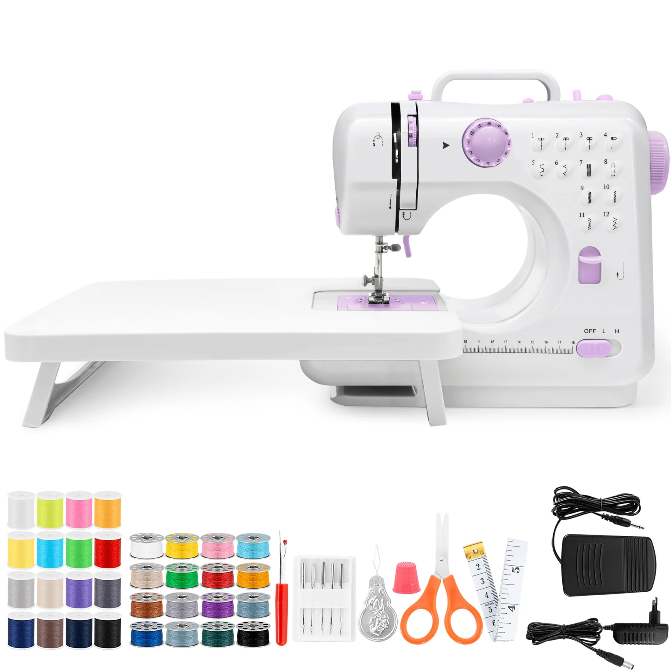 Sewing Machine, Mini Sewing Machine Portable Electric Sewings Machines, 12 Stitches Sewings Machine with LED Light, Sewing Accessory Kit, Ideal for Clothing, Pillowcases, Sheets
