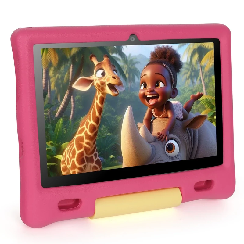ZIBATIS 10 Inch Kids Tablet, Android 14, Octa Core Processor, 16GB RAM, 128GB ROM, 1TB TF, 5000mAh Battery, WiFi, Bluetooth, Type-C, Pink