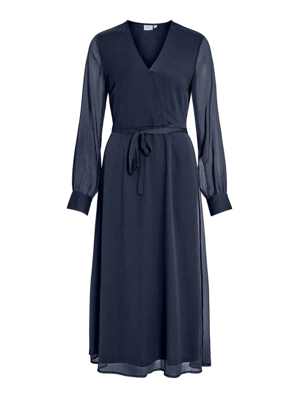 Vila Midi Dress VIFALIA Long Sleeved 36, Navy Blazer, 36