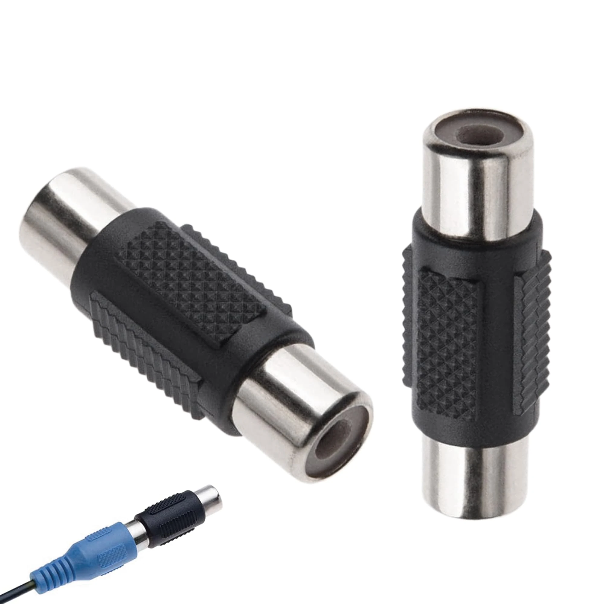 MEKEET 2PCS RCA Female to RCA Female Coupler Non Destructive RCA Phono Socket to RCA Phono Socket Coupler Convertor Universal Automotive Pair of RCA Phono Joiner for Phono, Speaker, Amplifier, Video