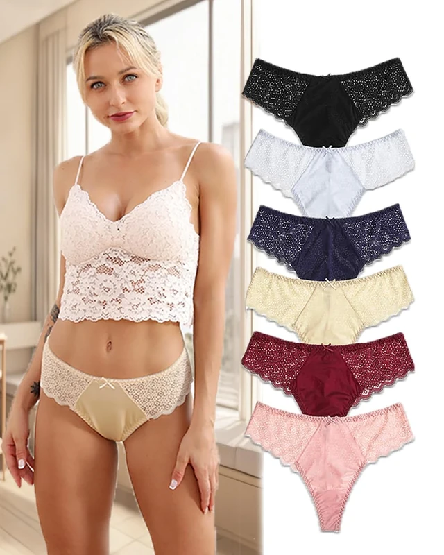 Womens Underwear Cotton Underwear for Women Seamless Hipster Bikini Briefs Panties 6 Pack, Yellow/Red/Black/Blue/Pink/White, Small