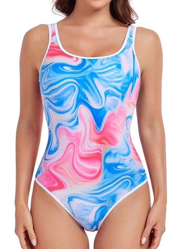 Vevarble Women Sporty U-Back One Piece Swimsuit - Athletic Swimwear