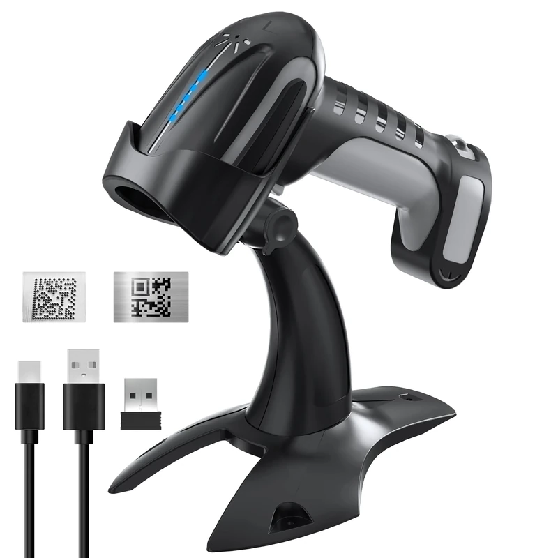 Tera Industrial 2D Barcode Scanner DPM: 1-Megapixel High-Precision 1D 2D QR 3 in 1 Battery Level Indicator Bluetooth 2.4G USB-C Heavy Duty 2200mAh with Stand 8100DPM