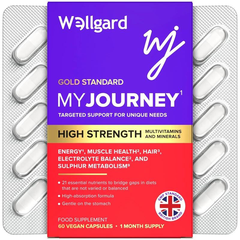 Wellgard My Journey – MJ Multivitamin for Energy, Muscles, Hair, Electrolyte Balance and Sulphur Metabolism, 60 Capsules - Image 1