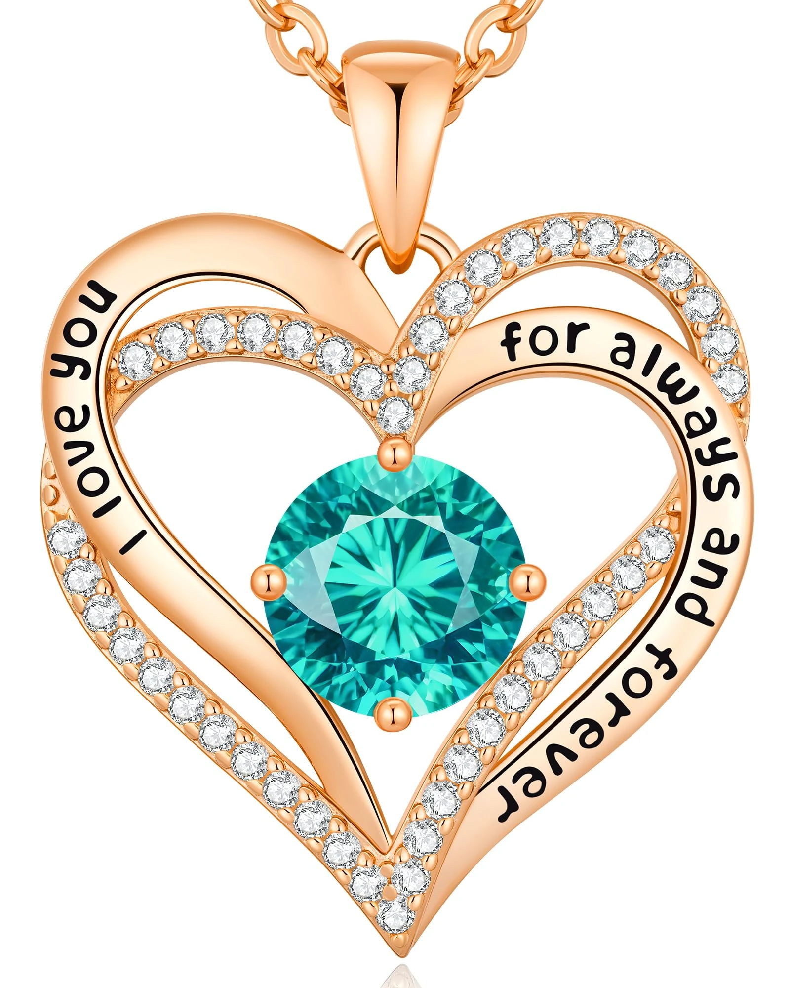 CDE Necklaces for Women Birthstone Pendant, Sterling Silver Love Heart Rose Gold Jewellery Gifts for Mum Her Wife Girlfriend Anniversary Birthday Mothers Day (Brass, Rose Gold-12-Dec)