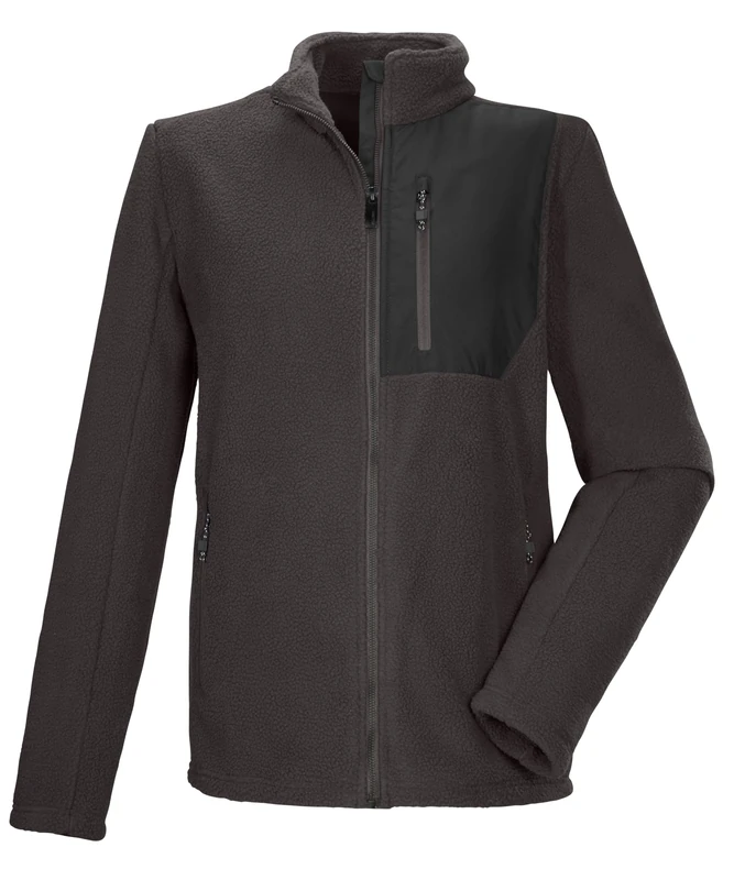 Killtec KOW 105 MN FLC JCKT Men's Sherpa Fleece Jacket with Stand-Up Collar, Ebony, S, 43455-000